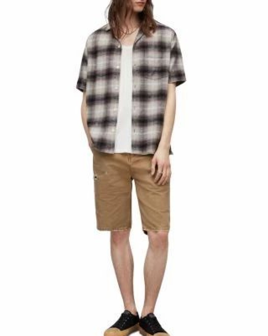 Men * | Bernat Short Sleeve Button Front Shirt Allsaints Gray