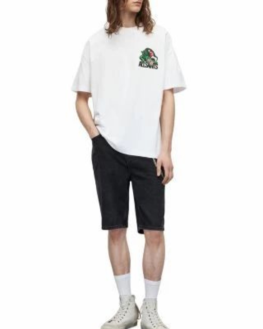 Men * | Gator Short Sleeve Crewneck Organic Cotton Tee Allsaints White