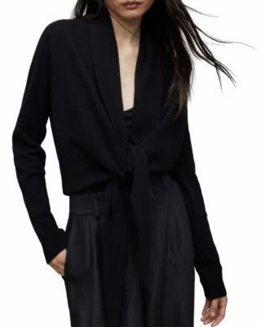 Women * | Pirate Ribbed Cashmere & Wool Cardigan Allsaints