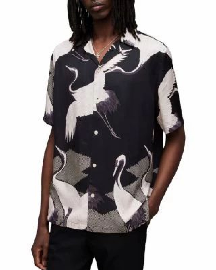 Men * | Zikano Relaxed Fit Short Sleeve Shirt Allsaints Black