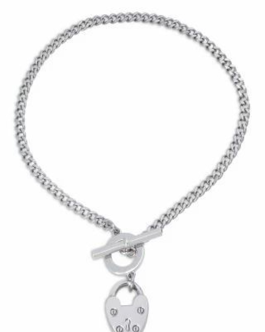 Accessory * | Heart Lock Charm Curb Chain Bracelet Allsaints Silver