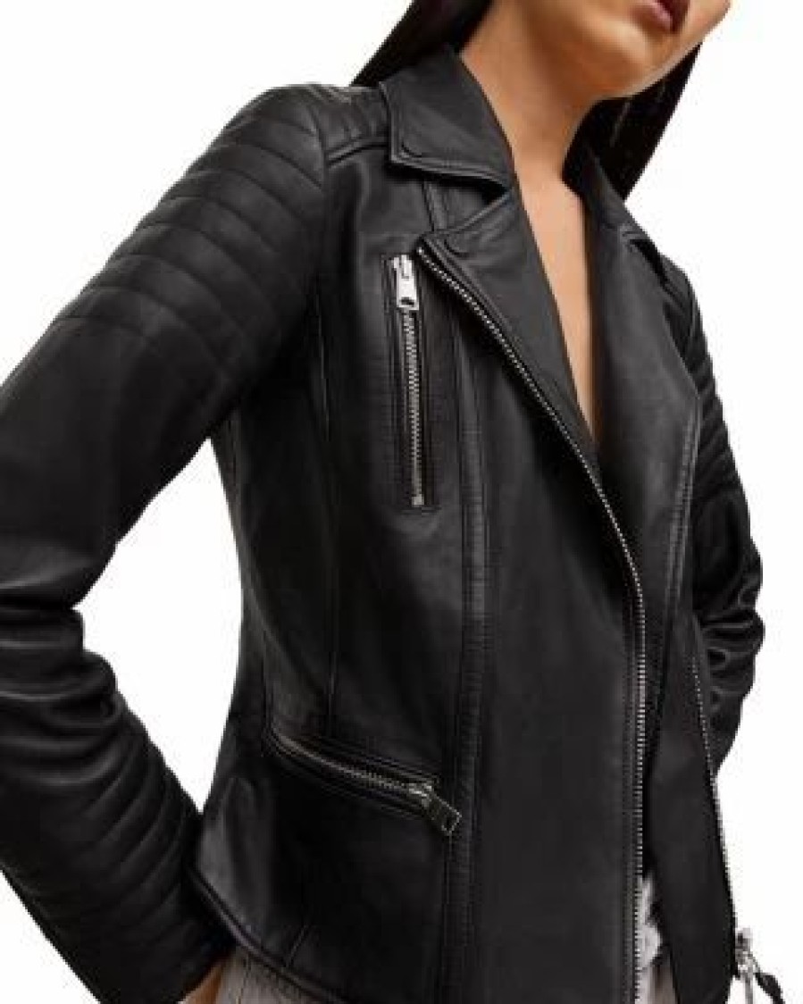 Women * | Leoni Biker Jacket Allsaints Black