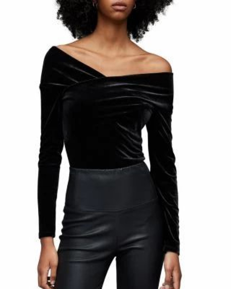 Women * | Delta Velvet Top Allsaints Black